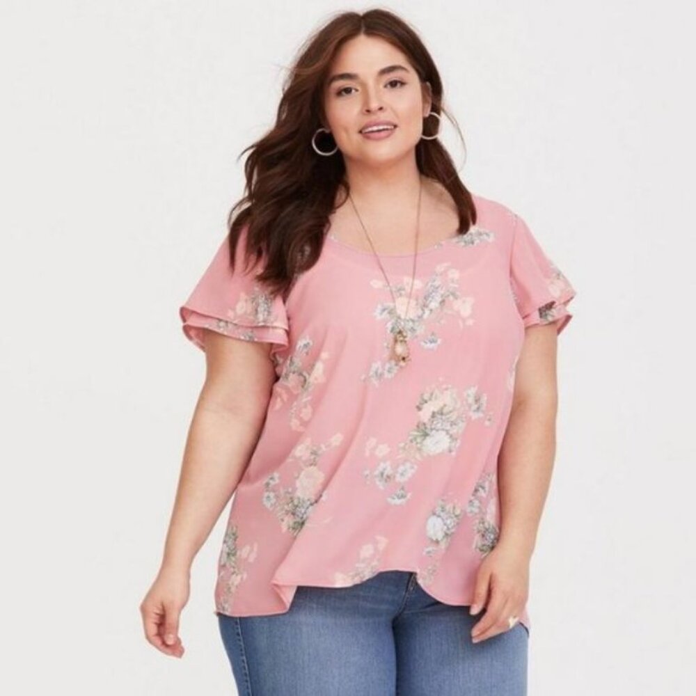 Torrid‎ Georgette Flutter Sleeve Blouse Size 2 PLUS size